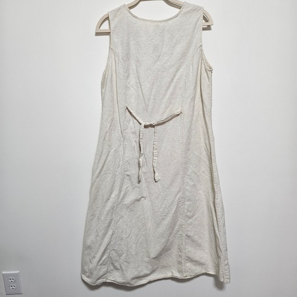 Vintage 100% Cotton Embroidered Button Front Maxi Dress Boho Cottagecore Cream L - Picture 4 of 8